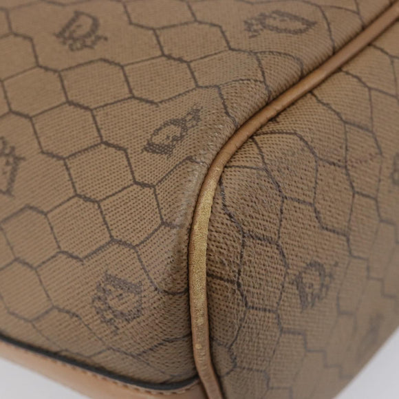 Christian Dior Honeycomb Canvas Shoulder Bag PVC Beige Gold Auth hk4242
