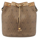 Christian Dior Honeycomb Canvas Shoulder Bag PVC Beige Gold Auth hk4242-2