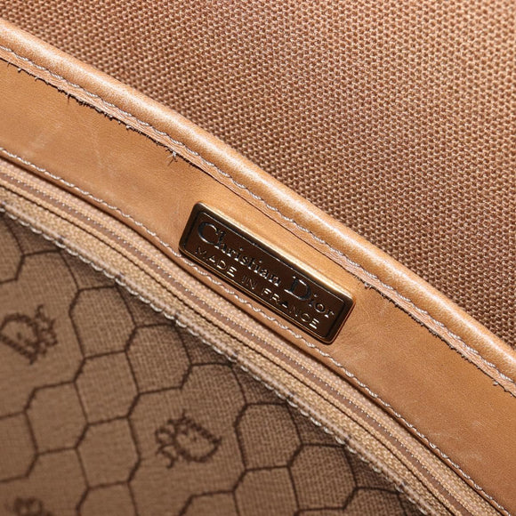 Christian Dior Honeycomb Canvas Shoulder Bag PVC Beige Gold Auth hk4242