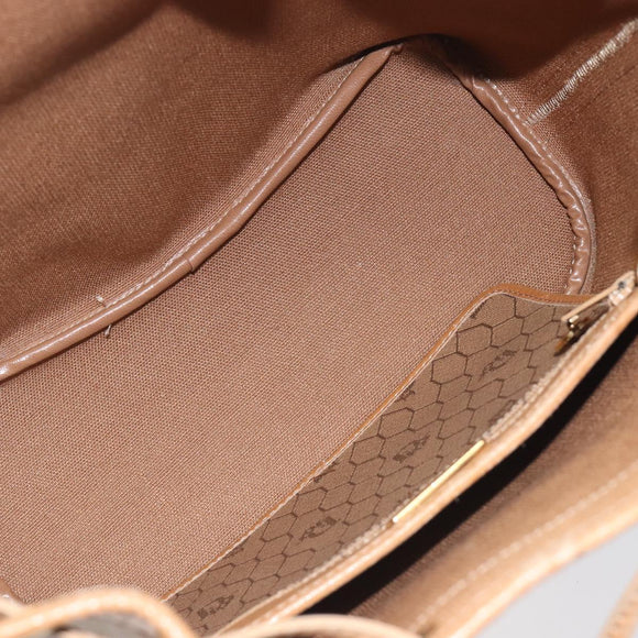 Christian Dior Honeycomb Canvas Shoulder Bag PVC Beige Gold Auth hk4242