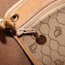 Christian Dior Honeycomb Canvas Shoulder Bag PVC Beige Gold Auth hk4242-24