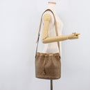 Christian Dior Honeycomb Canvas Shoulder Bag PVC Beige Gold Auth hk4242-26