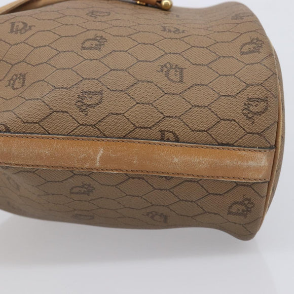 Christian Dior Honeycomb Canvas Shoulder Bag PVC Beige Gold Auth hk4242