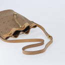 Christian Dior Honeycomb Canvas Shoulder Bag PVC Beige Gold Auth hk4242-8