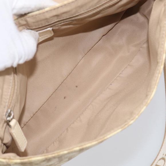 Christian Dior Trotter Canvas Shoulder Bag PVC Beige Silver Auth hk4243A