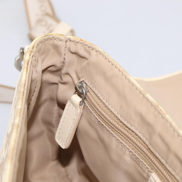 Christian Dior Trotter Canvas Shoulder Bag PVC Beige Silver Auth hk4243A