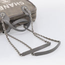 CHANEL Deauville Line Bowling Bag Canvas 2way Gray Silver CC Auth hk4245-10