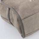 CHANEL Deauville Line Bowling Bag Canvas 2way Gray Silver CC Auth hk4245-14
