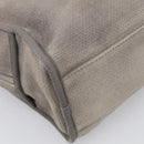 CHANEL Deauville Line Bowling Bag Canvas 2way Gray Silver CC Auth hk4245-16