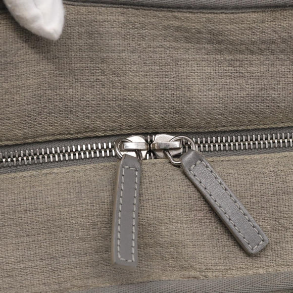CHANEL Deauville Line Bowling Bag Canvas 2way Gray Silver CC Auth hk4245