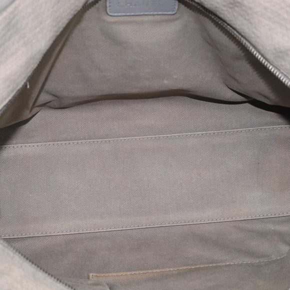 CHANEL Deauville Line Bowling Bag Canvas 2way Gray Silver CC Auth hk4245