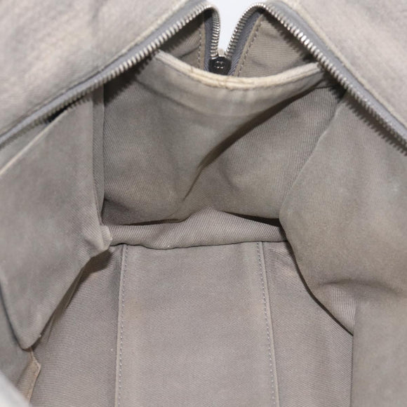 CHANEL Deauville Line Bowling Bag Canvas 2way Gray Silver CC Auth hk4245