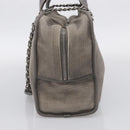 CHANEL Deauville Line Bowling Bag Canvas 2way Gray Silver CC Auth hk4245-5