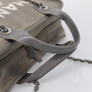 CHANEL Deauville Line Bowling Bag Canvas 2way Gray Silver CC Auth hk4245-7