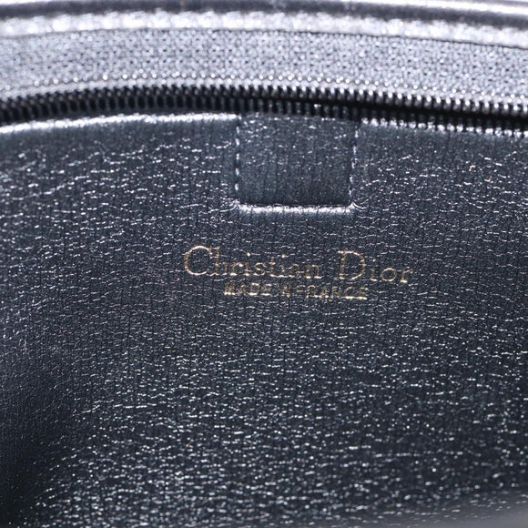 Christian Dior Trotter Canvas Clutch Bag Black Gold Auth hk4246A