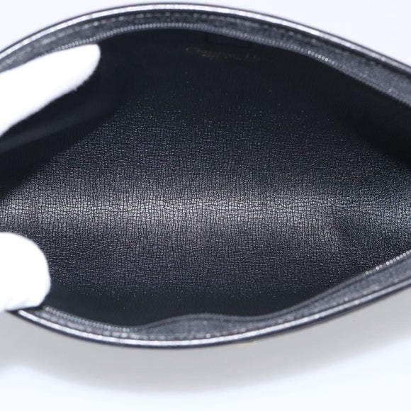 Christian Dior Trotter Canvas Clutch Bag Black Gold Auth hk4246A