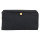 Christian Dior Trotter Canvas Clutch Bag Black Gold Auth hk4246A-2