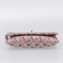 Miu Miu Crystal Chain Shoulder Bag Jacquard Pink Silver Auth hk4247A-10