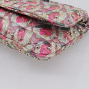 Miu Miu Crystal Chain Shoulder Bag Jacquard Pink Silver Auth hk4247A-11