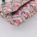 Miu Miu Crystal Chain Shoulder Bag Jacquard Pink Silver Auth hk4247A-12