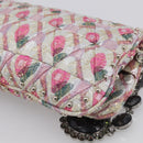 Miu Miu Crystal Chain Shoulder Bag Jacquard Pink Silver Auth hk4247A-13