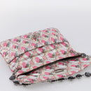 Miu Miu Crystal Chain Shoulder Bag Jacquard Pink Silver Auth hk4247A-17