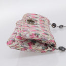 Miu Miu Crystal Chain Shoulder Bag Jacquard Pink Silver Auth hk4247A-5