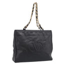 Valentino Chain Tote Bag Leather 2way Black Gold Auth hk4248A-1
