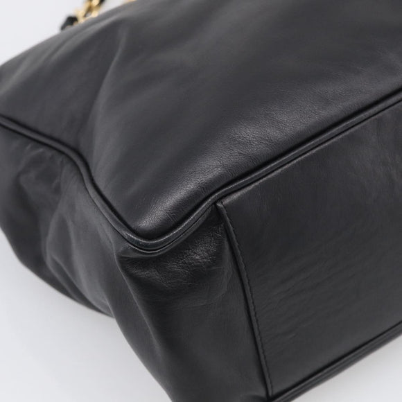 Valentino Chain Tote Bag Leather 2way Black Gold Auth hk4248A