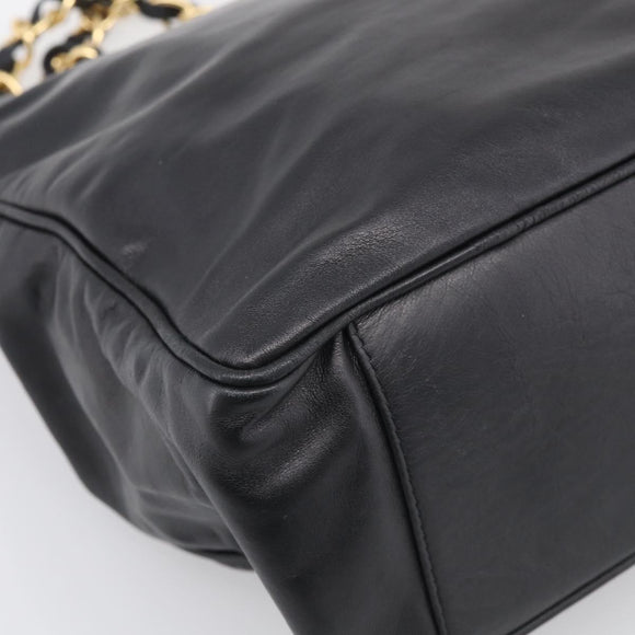 Valentino Chain Tote Bag Leather 2way Black Gold Auth hk4248A