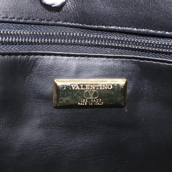 Valentino Chain Tote Bag Leather 2way Black Gold Auth hk4248A