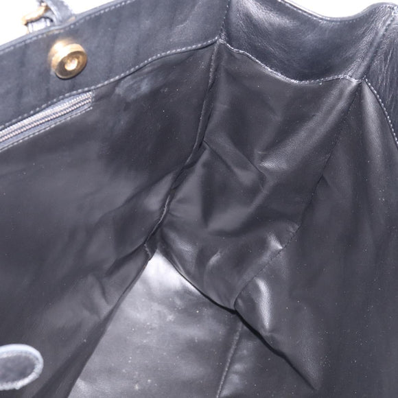 Valentino Chain Tote Bag Leather 2way Black Gold Auth hk4248A