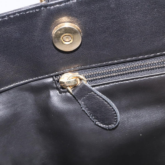 Valentino Chain Tote Bag Leather 2way Black Gold Auth hk4248A
