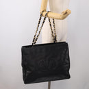 Valentino Chain Tote Bag Leather 2way Black Gold Auth hk4248A-21