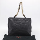Valentino Chain Tote Bag Leather 2way Black Gold Auth hk4248A-22