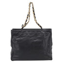 Valentino Chain Tote Bag Leather 2way Black Gold Auth hk4248A-3
