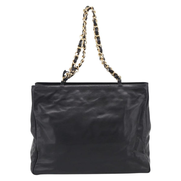 Valentino Chain Tote Bag Leather 2way Black Gold Auth hk4248A