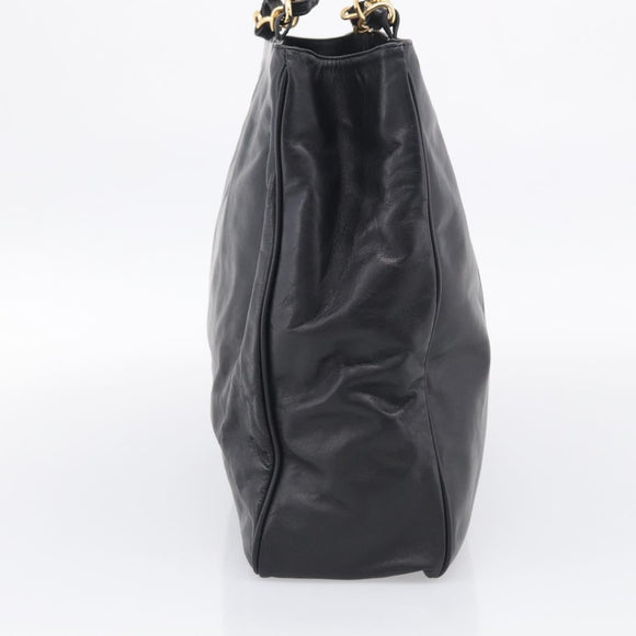 Valentino Chain Tote Bag Leather 2way Black Gold Auth hk4248A