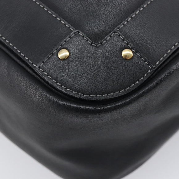 Chloe Eden Shoulder Bag Leather Black Gold Auth hk4249A