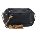 Chloe Eden Shoulder Bag Leather Black Gold Auth hk4249A-2