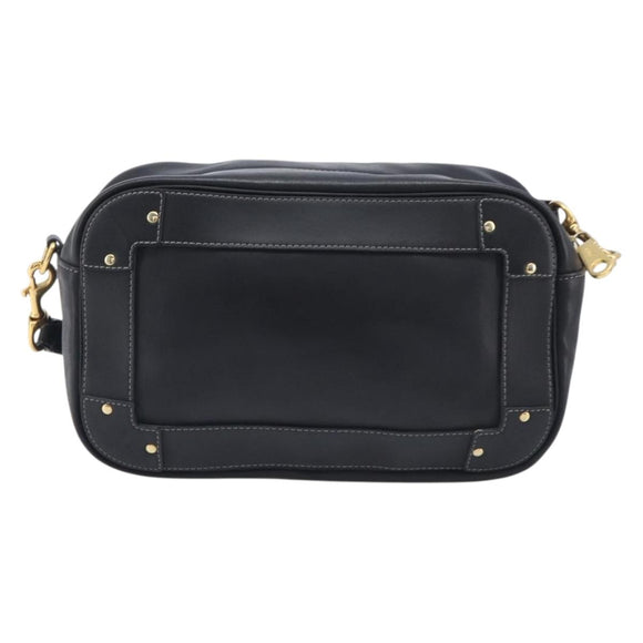 Chloe Eden Shoulder Bag Leather Black Gold Auth hk4249A