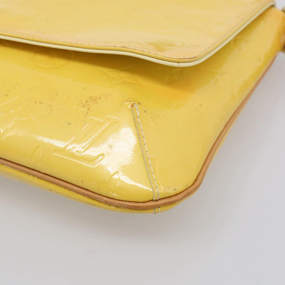 LOUIS VUITTON Vernis Thompson Street Bag Lime Yellow M91071 LV Auth hk4251