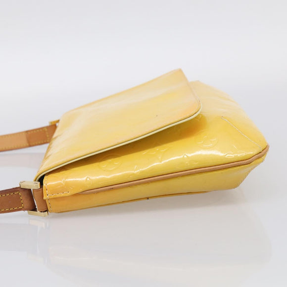 LOUIS VUITTON Vernis Thompson Street Bag Lime Yellow M91071 LV Auth hk4251