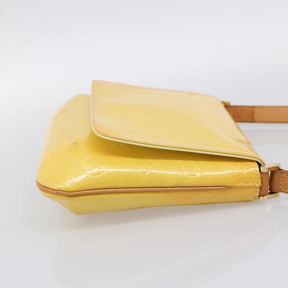 LOUIS VUITTON Vernis Thompson Street Bag Lime Yellow M91071 LV Auth hk4251