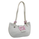 FENDI Mamma Baguette Shoulder Bag Cotton Jersey Light Blue Silver Auth hk4252A-1