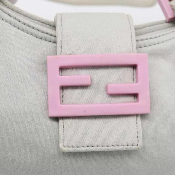 FENDI Mamma Baguette Shoulder Bag Cotton Jersey Light Blue Silver Auth hk4252A