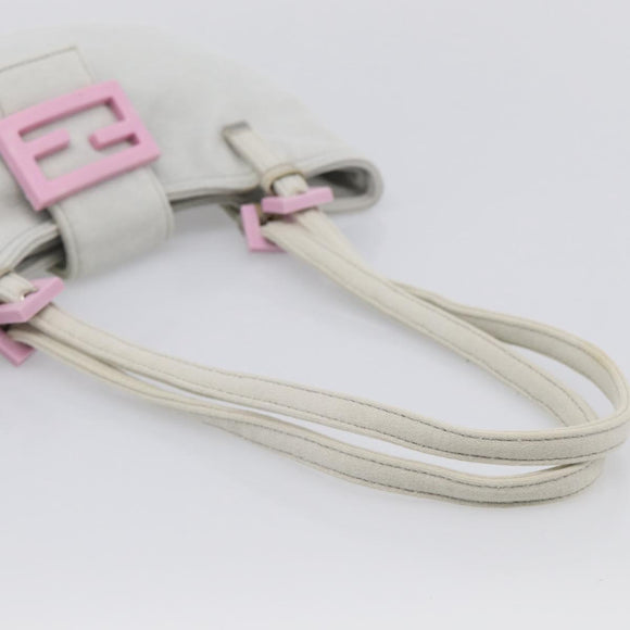 FENDI Mamma Baguette Shoulder Bag Cotton Jersey Light Blue Silver Auth hk4252A