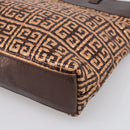 GIVENCHY Tote Bag Leather Brown Gold Auth hk4264-10