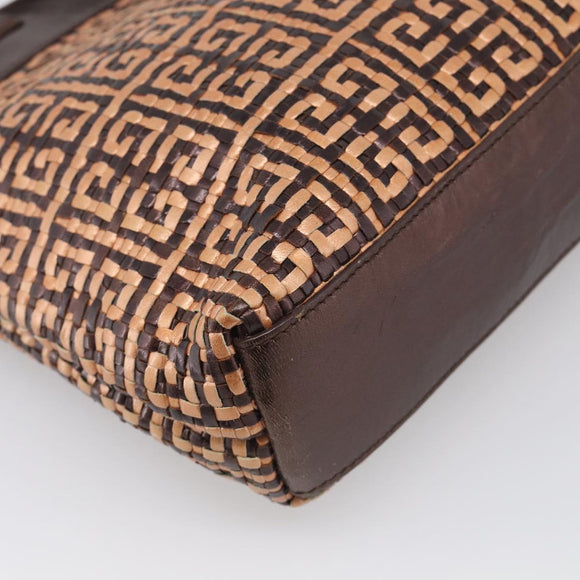 GIVENCHY Tote Bag Leather Brown Gold Auth hk4264