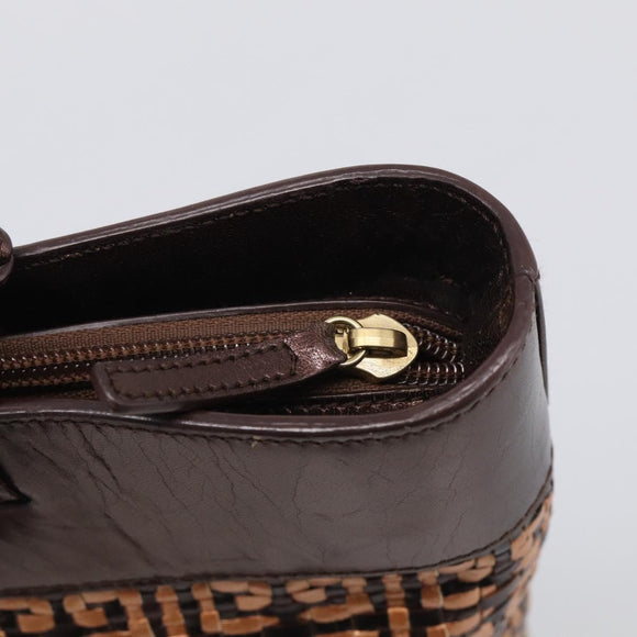 GIVENCHY Tote Bag Leather Brown Gold Auth hk4264